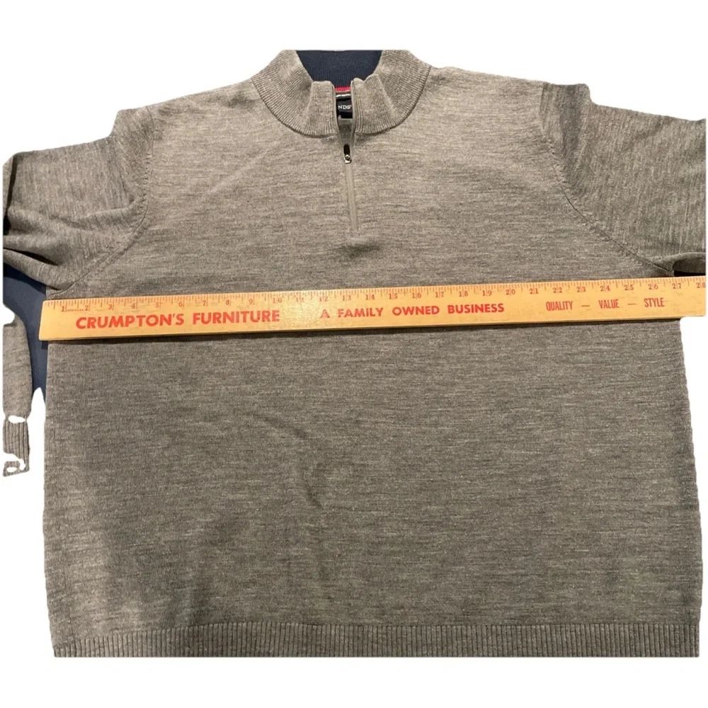 Gray quarter - Zip Men's Merino Wool Sweater - Lands End XXL (50-52)